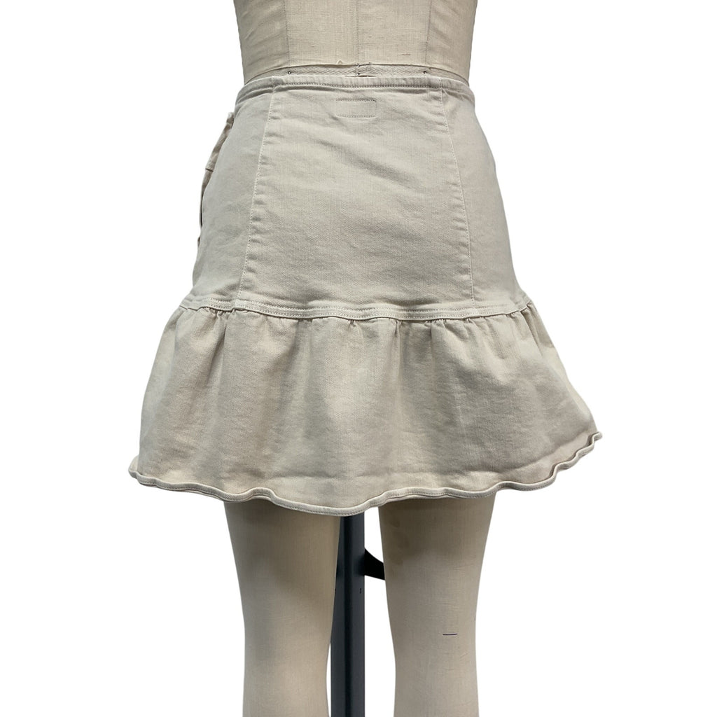 Mother 'The Minx' Beige Cotton Mini Skirt Size 29
