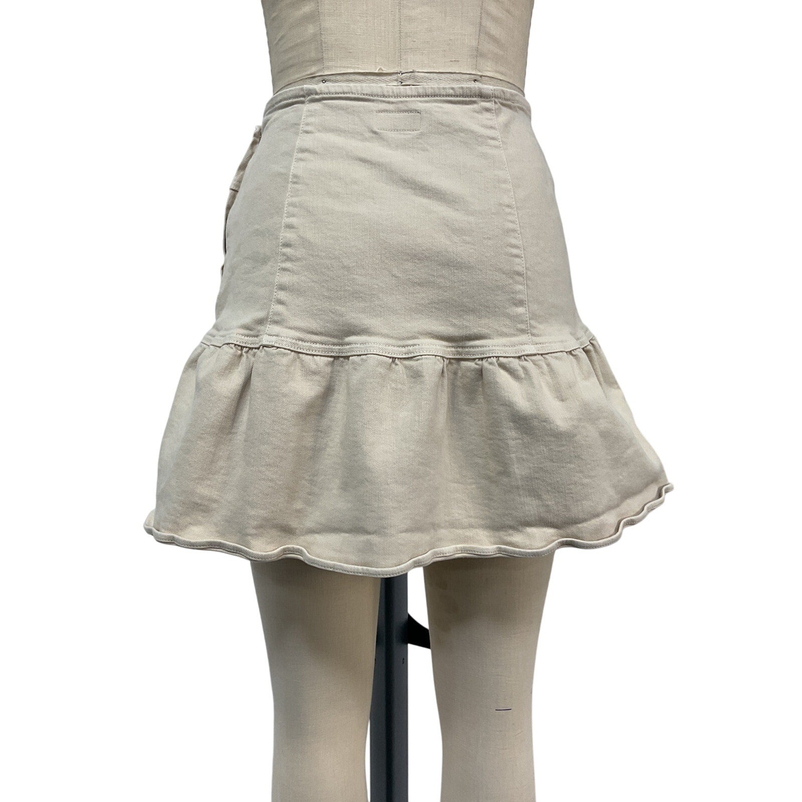 Mother 'The Minx' Beige Cotton Mini Skirt Size 29