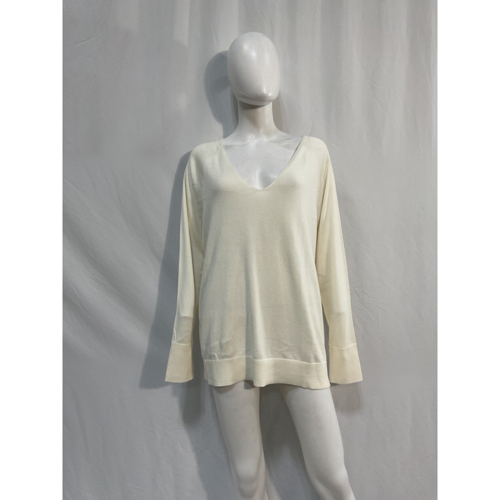 Hatch 'The Noa' White Cotton V-Neck Dolman Sweater Size 4 - NWT
