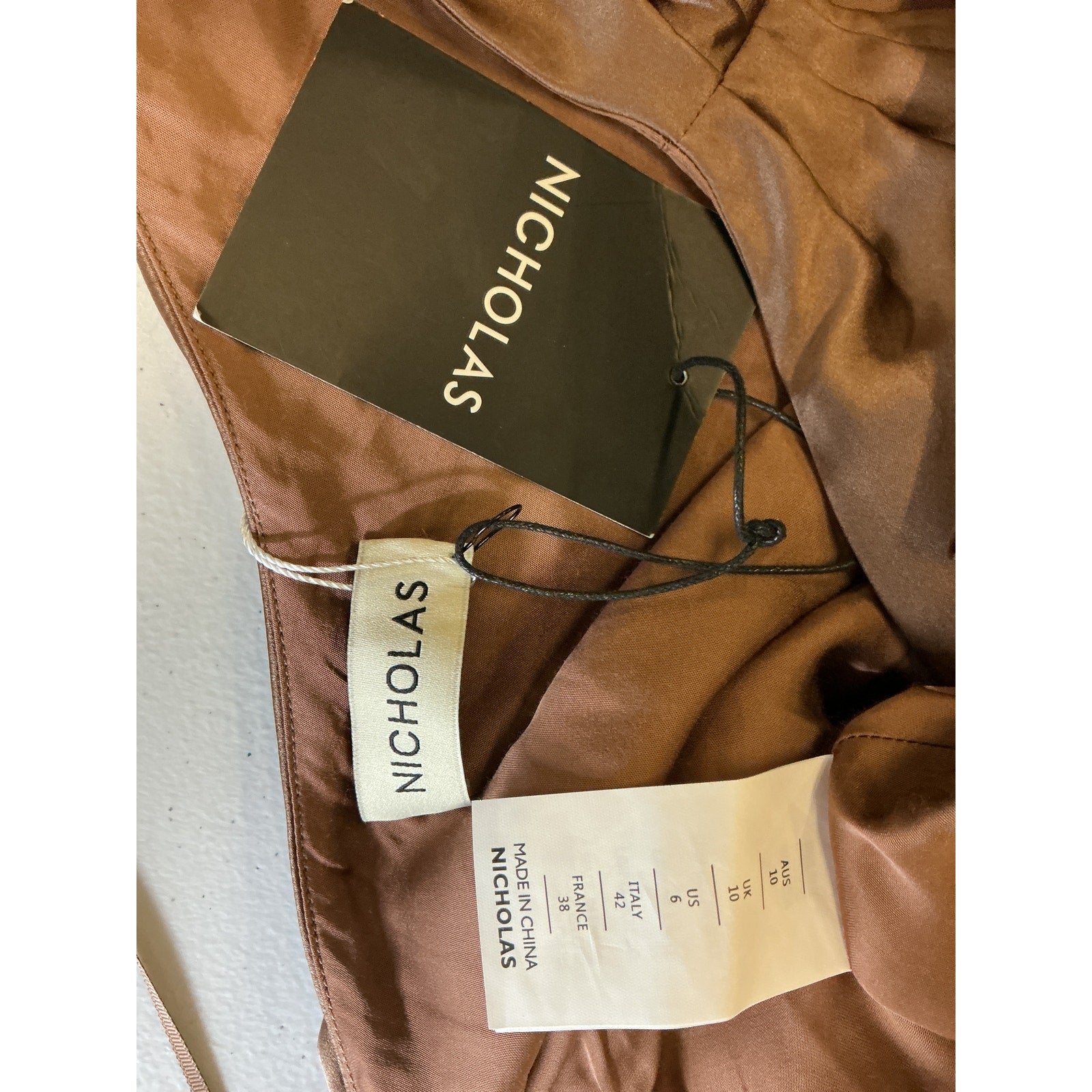 Nicholas 'Raya' Brown Silk One Shoulder Asymmetrical Gown Size 6