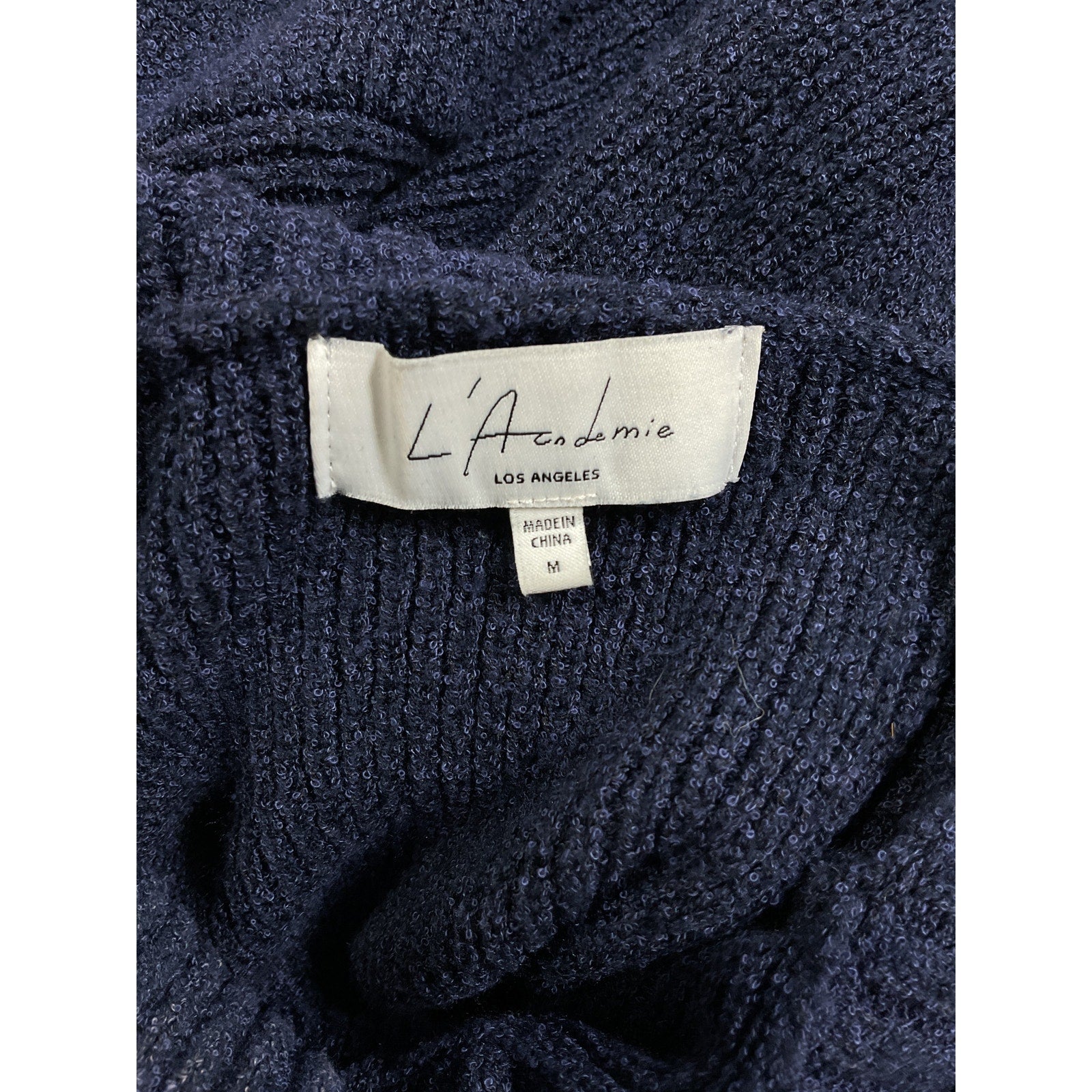L'Academie 'Lucia' Navy Cropped Baloon Sleeve Knit Turtleneck Size M