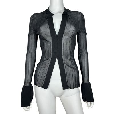 St. Agni Sheer Black Fine Pleat Knit Top Size S