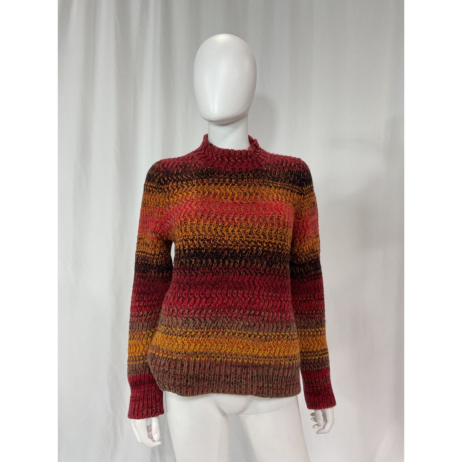 Chlo� 'Striped' Red Ribbed Cashmere Sweater Size XS