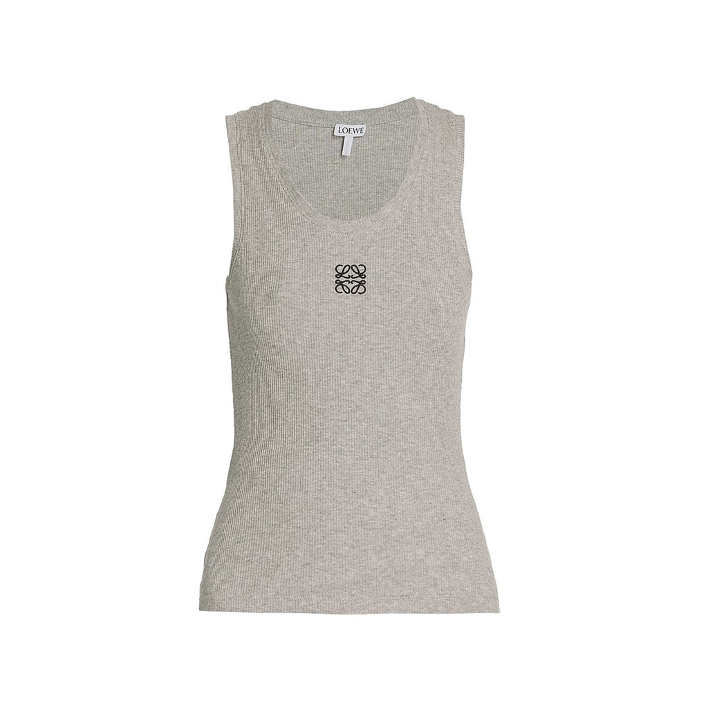 Loewe 'Anagram' Grey Cotton Rib-Knit Tank Top Size M