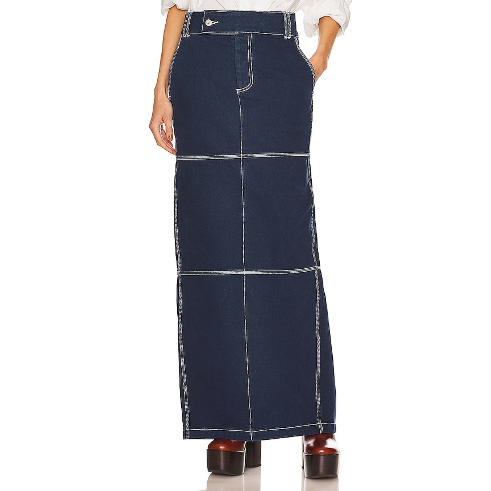 Helsa Maxi Navy 3 Pocket Skirt Size S