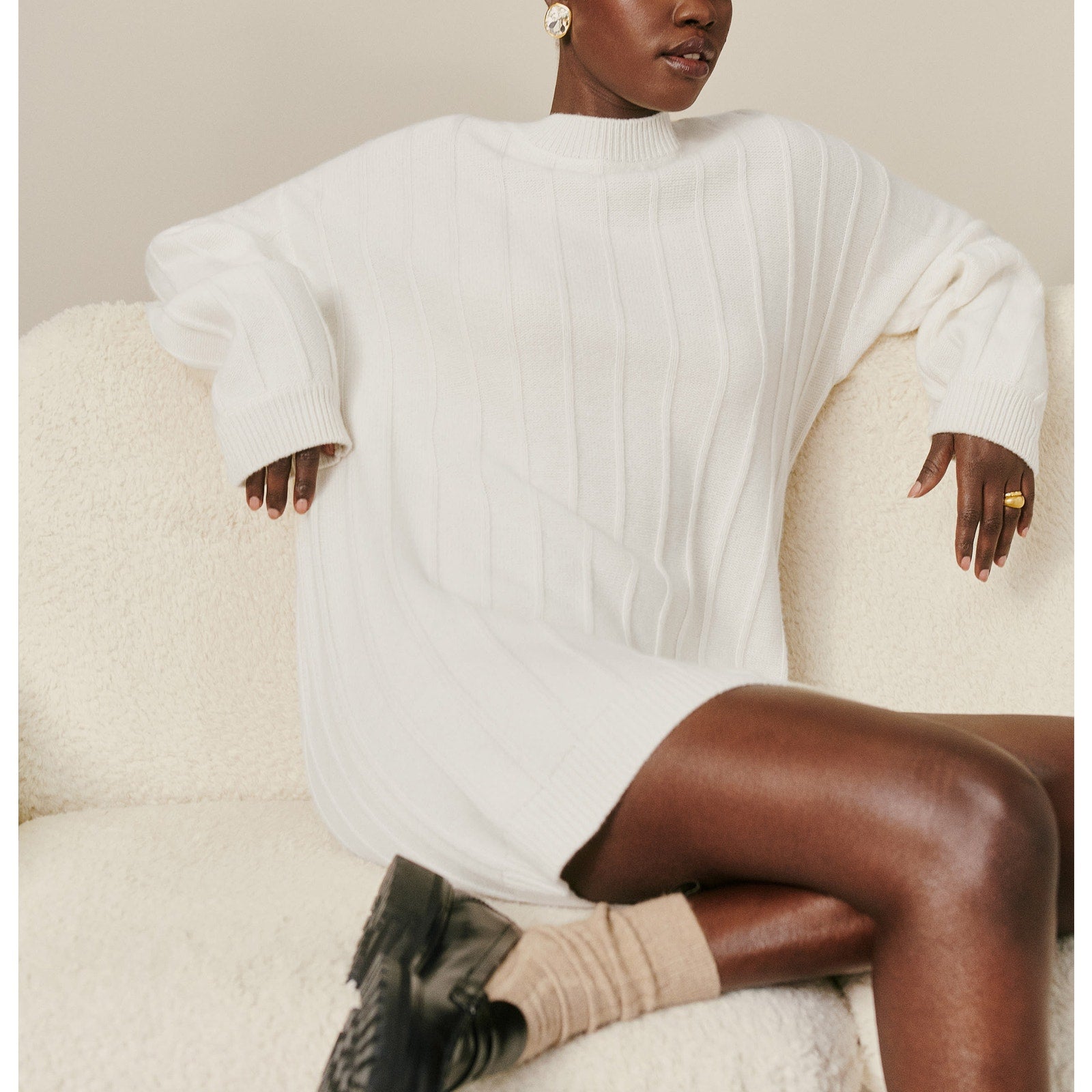 Reformation 'Harriet' White Regenerative Wool Mini Dress Size M