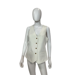 Favorite Daughter Tailored Ivory Jones Twill Vest Size M