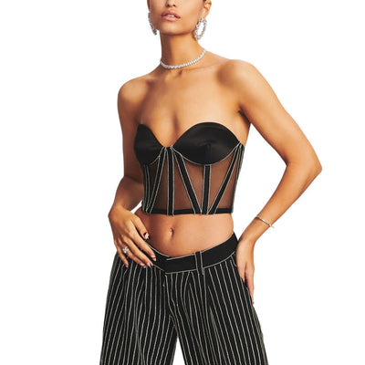 Retrofête Embellished Black Lex Bustier Top Size M