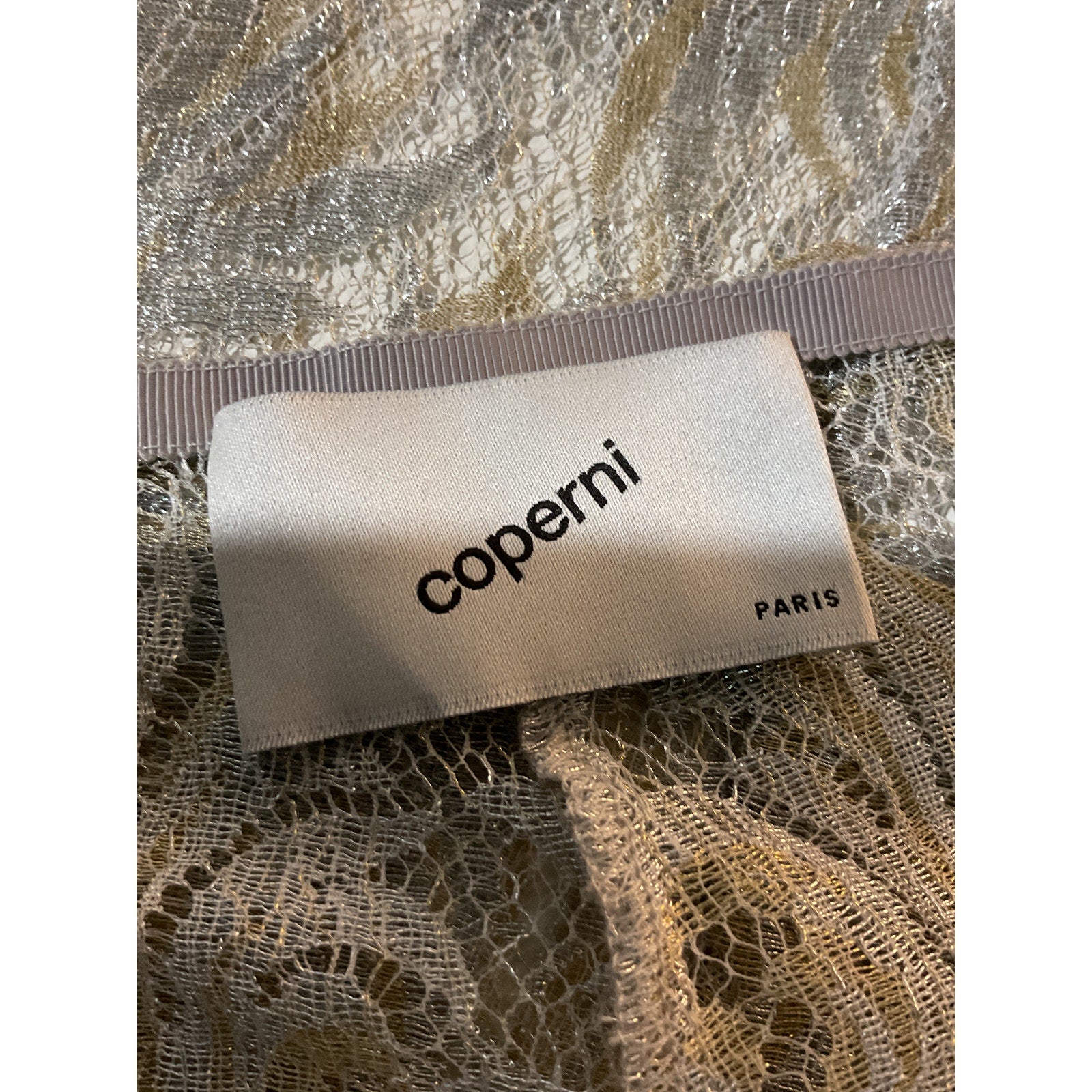 Coperni Lace Flared Silver Polyamide Trouser Size 36
