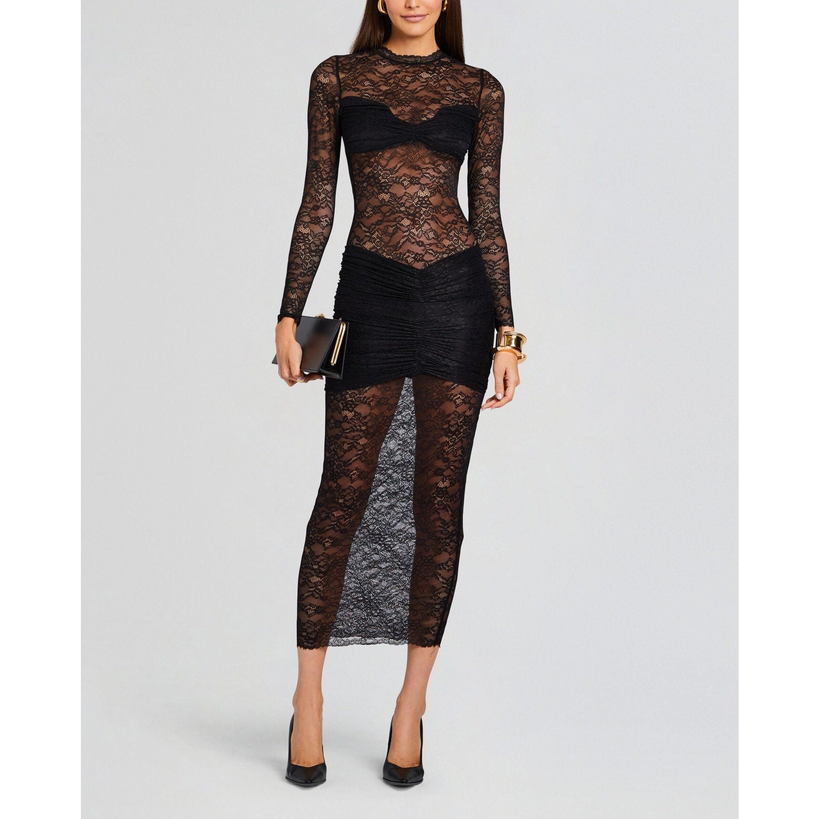 Retrofete 'Ellie' Black Lace Midi Dress Size XS