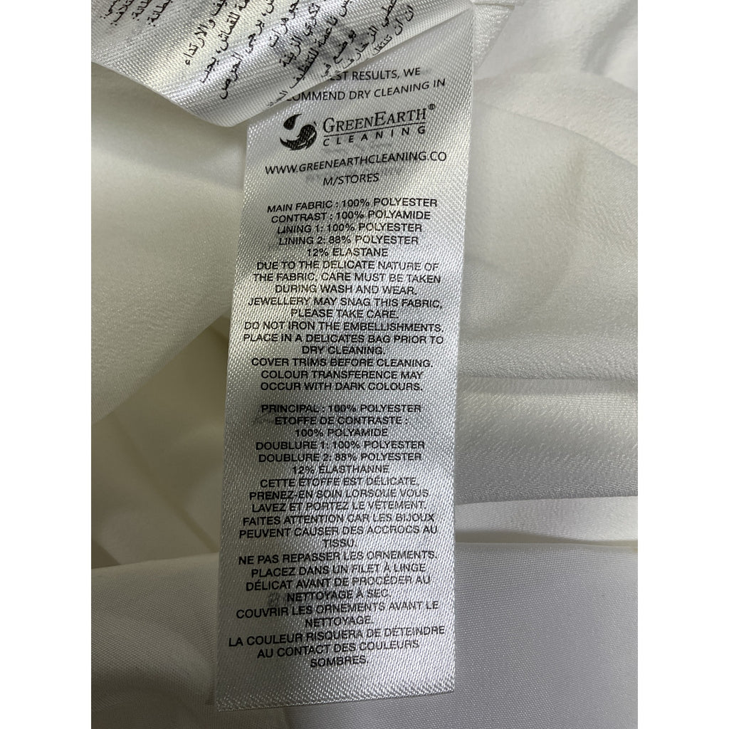 Self-Portrait 'Flared' White Crystal Embellished Sateen Mini Dress Size 2 - NWT