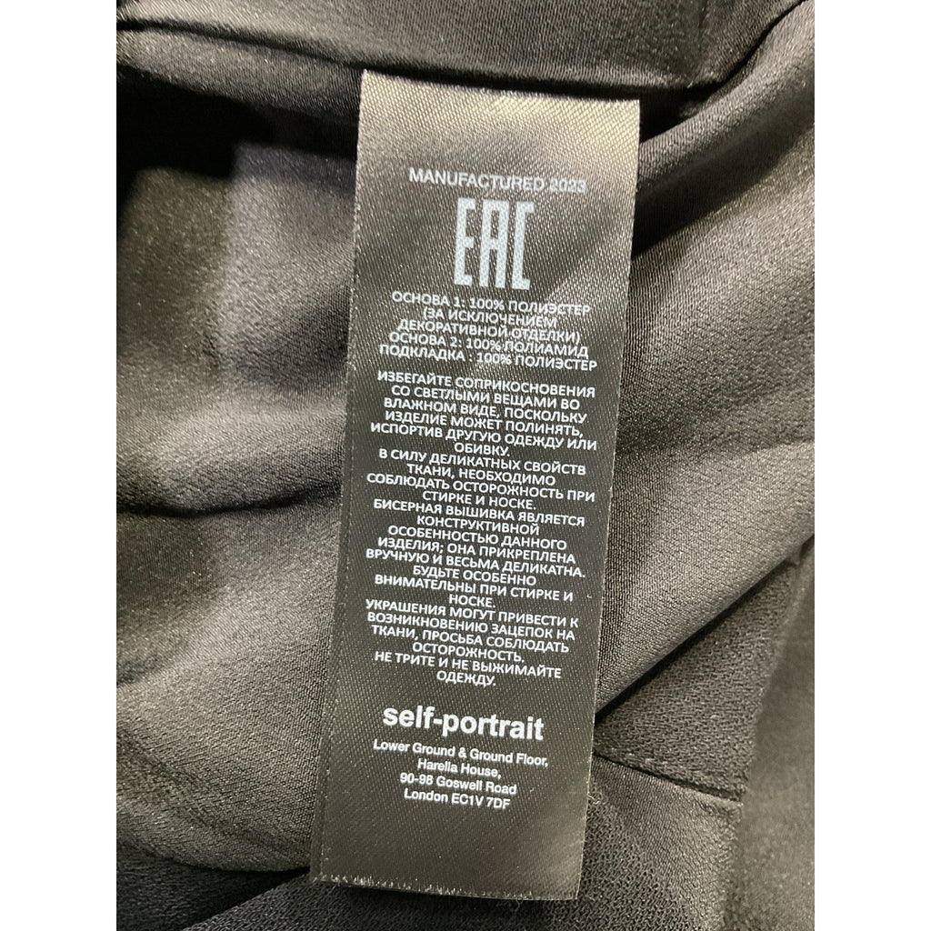 Self-Portrait 'Embellished' Black Crepe Mini Dress Size 6