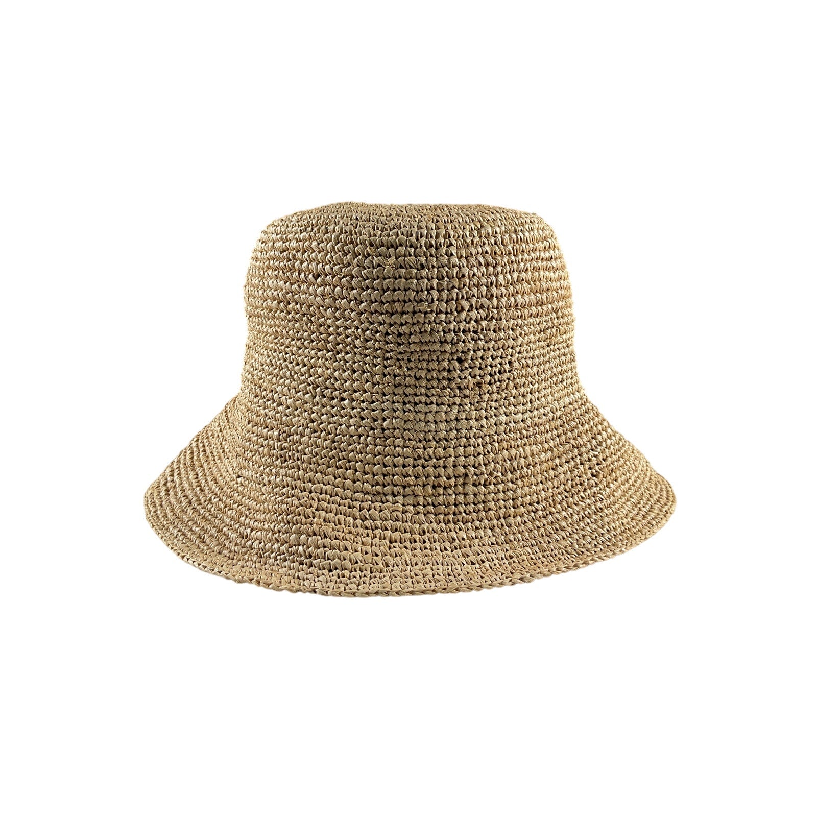 Celine 'Triomphe' Beige Raffia Bucket Hat Size L