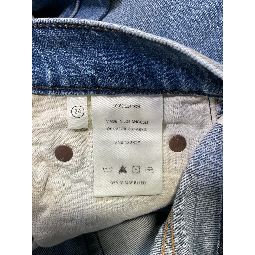 Grlfrnd 'Brooklyn' Blue Cotton High Rise Straight Denim Jean Size 24 - NWT