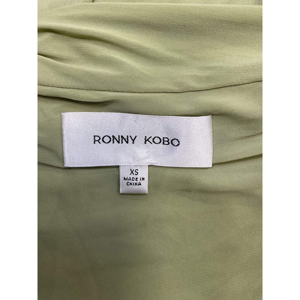 Ronny Kobo 'Ranada' Green Ruched One-Shoulder Sleeveless Top Size XS