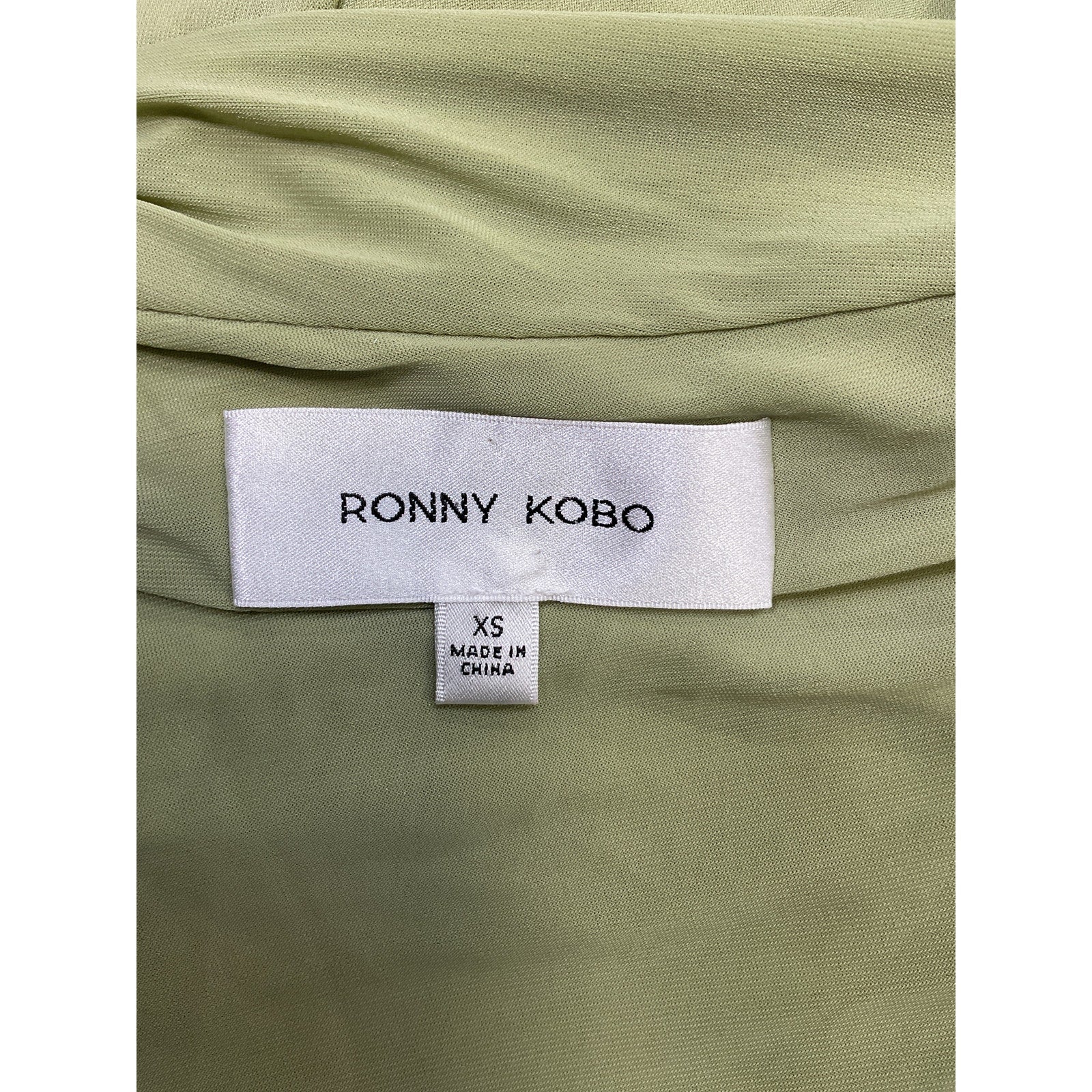 Ronny Kobo 'Ranada' Green Ruched One-Shoulder Sleeveless Top Size XS