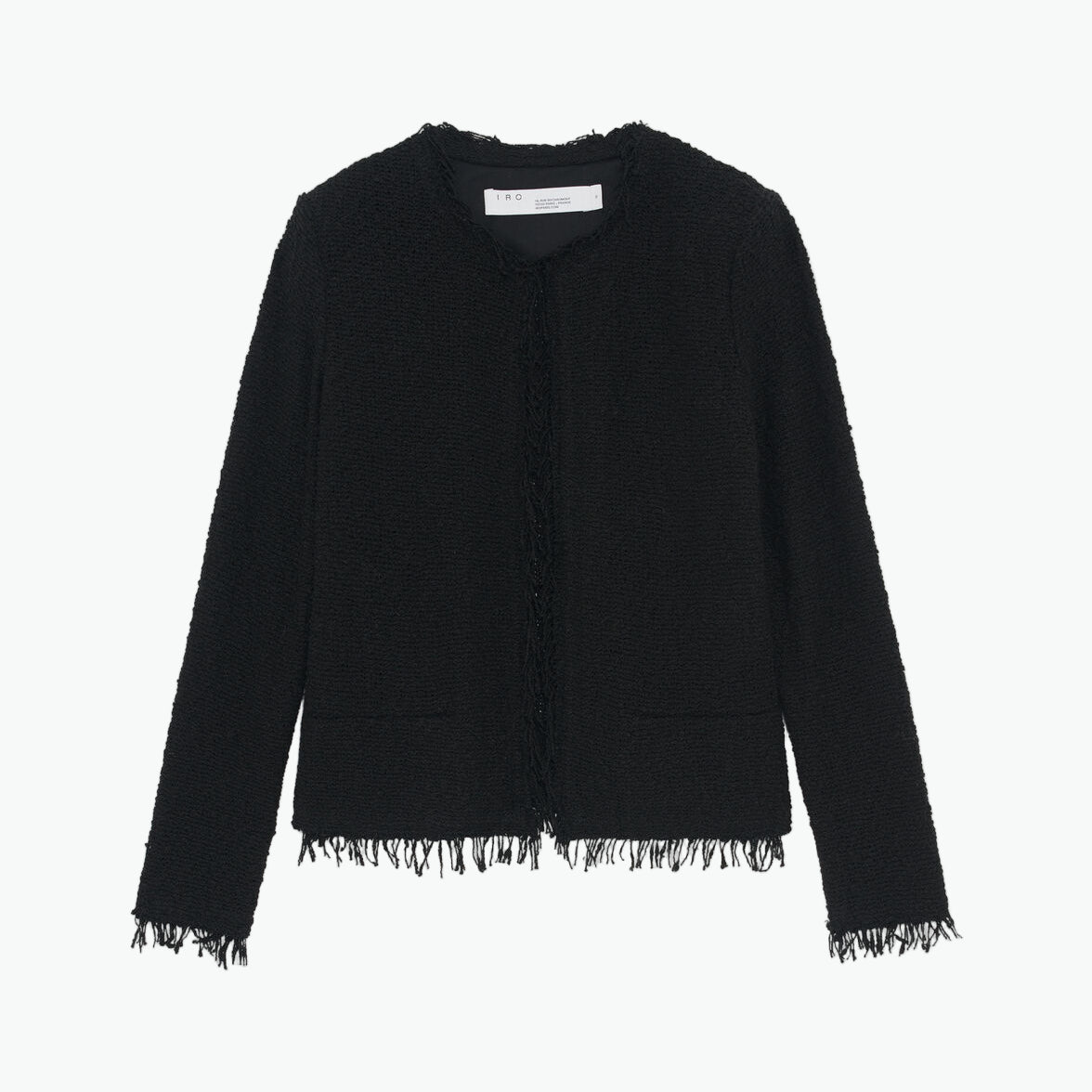 Iro 'Shavani' Black Fringed Cotton Jacket Size 40