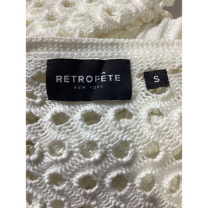 Retrofête Knit Crochet Iridescent White Alaia Cardigan Size S