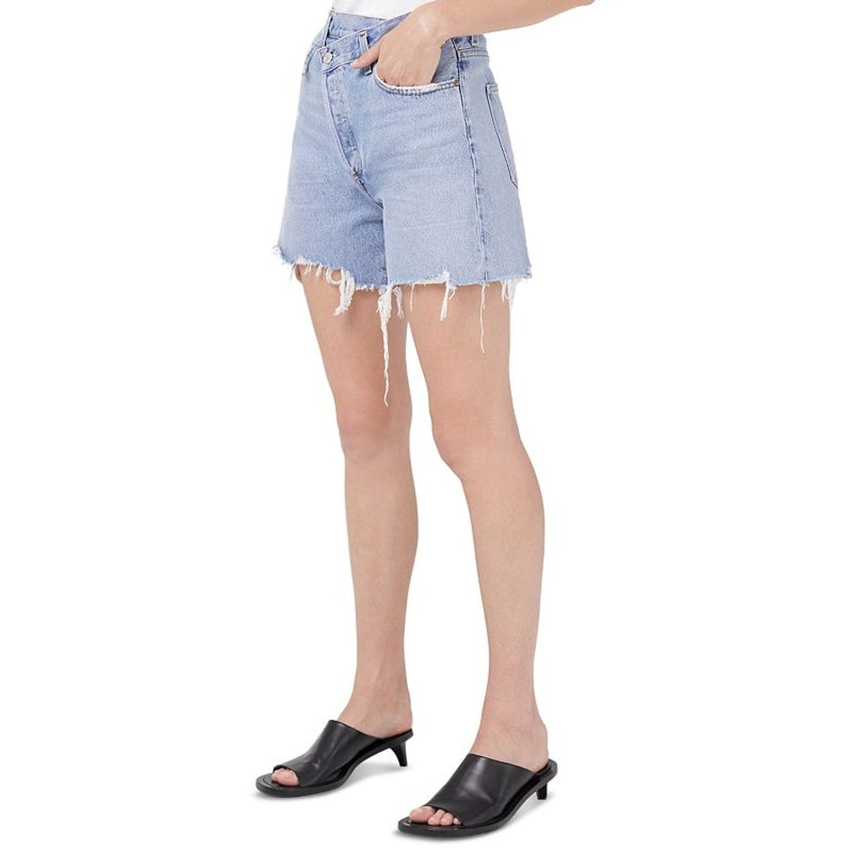 Agolde High Rise Blue Criss Cross Shorts Size 24