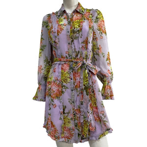 Cinq à Sept Floral Lilac Multi Estelle Dress Size 0