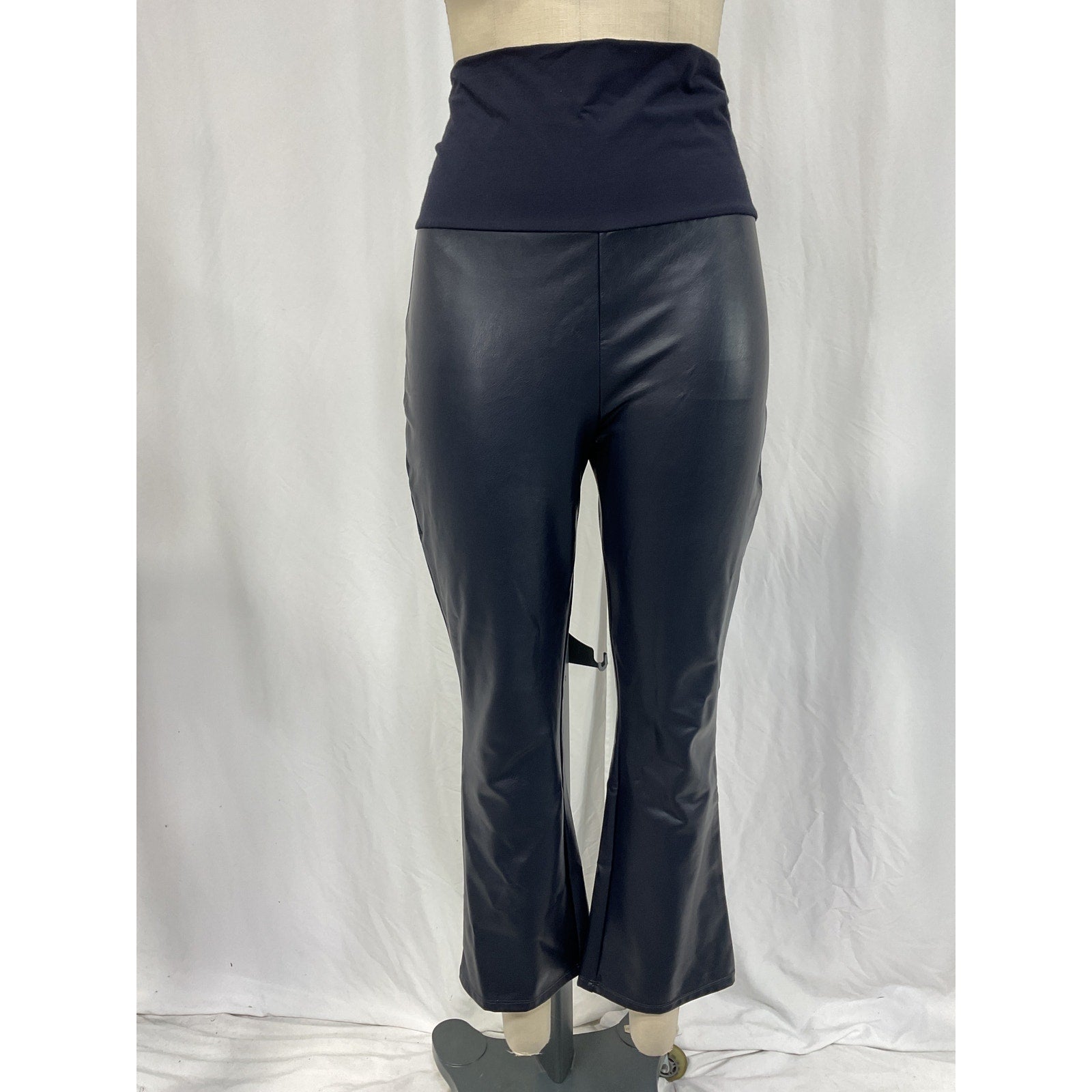 Hatch The Vegan Stretch Blue Polyester Crop Flare Pant Size S