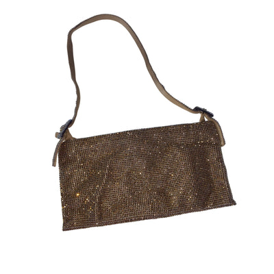 Benedetta Bruzziches Crystal Embellished Bronze Your Best Friend La Grande Shoulder Bag