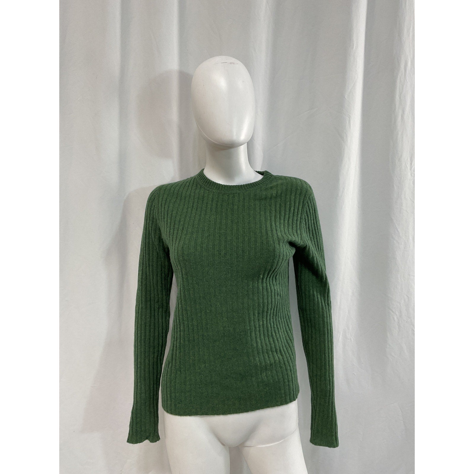 Autumn Green Cashmere Rib Crew Neck Top Size M