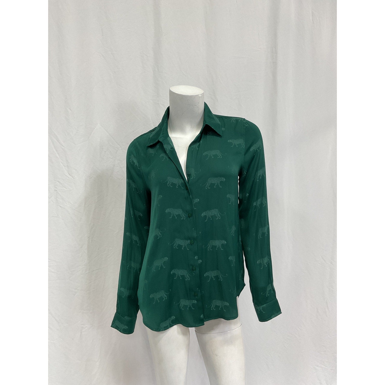 L'Agence 'Holly' Green Polyester Blouse Size XS