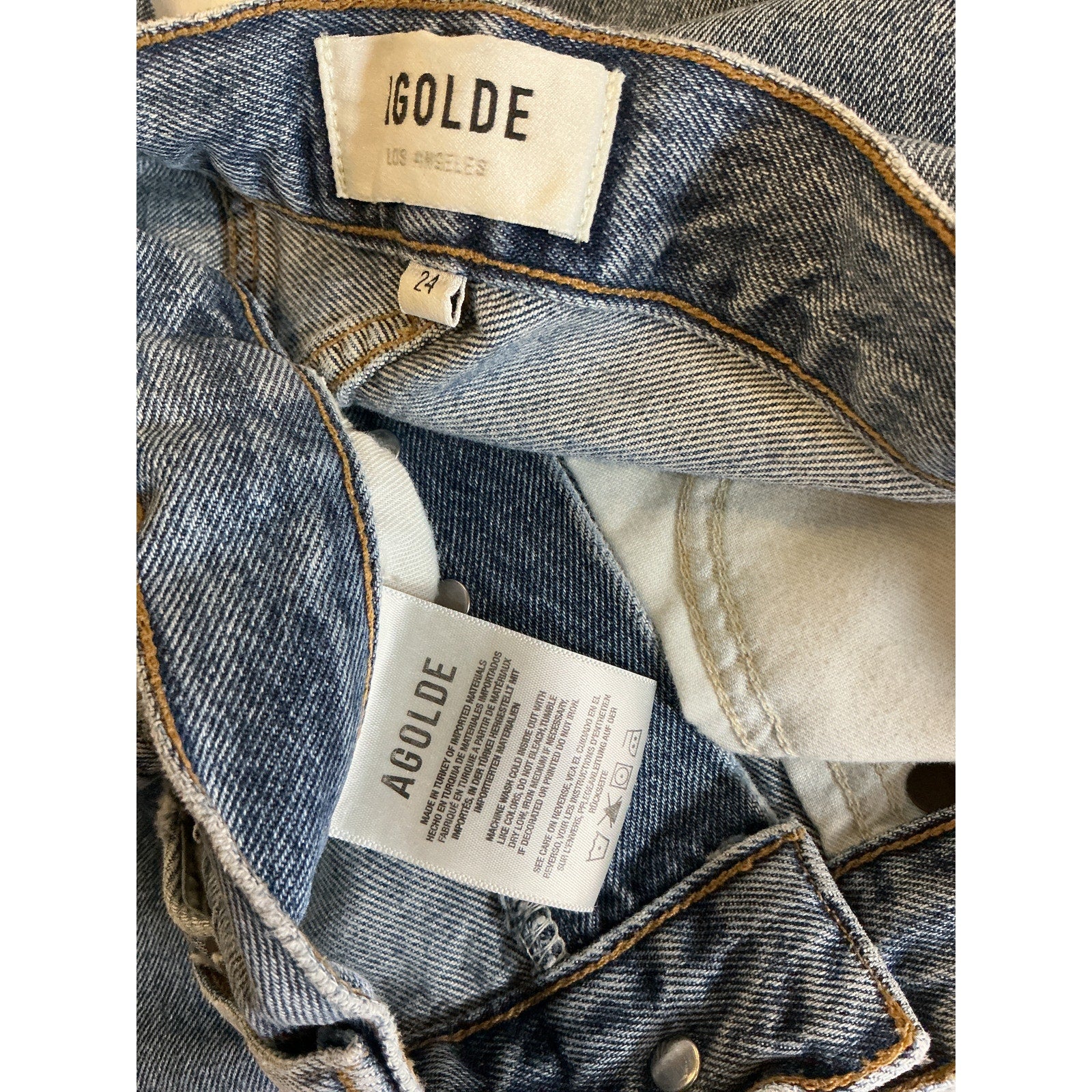 Agolde The 90'S Blue Cotton Pinch Waist Jeans Size 24