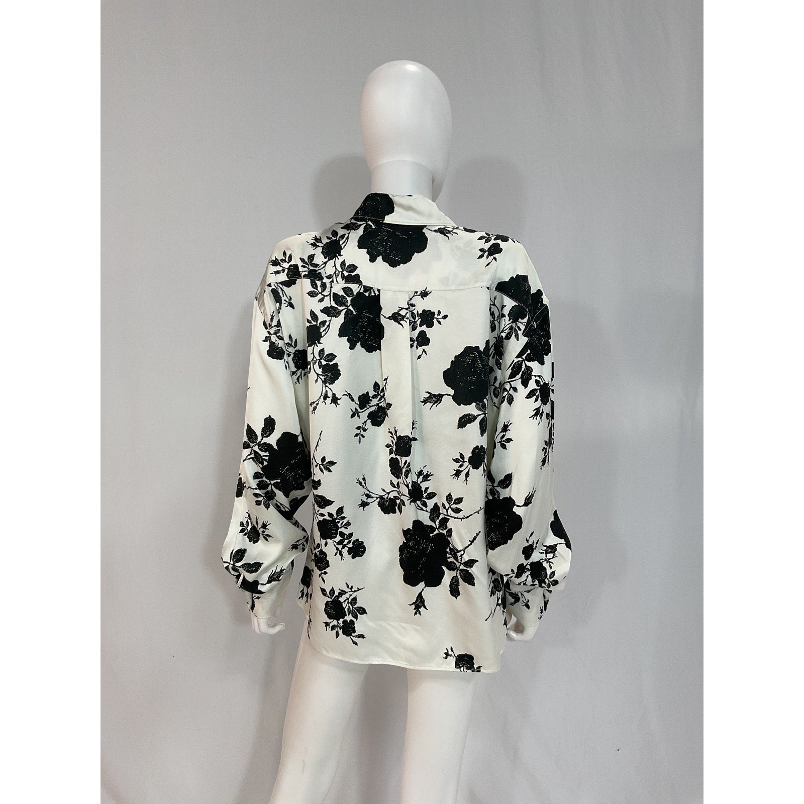 Philosophy Di Lorenzo 'Serafini' White Floral-Print Satin Shirt Size M - NWT