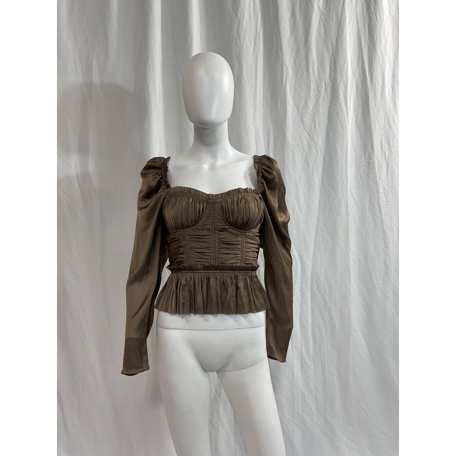Ulla Johnson 'Mia' Brown Long Sleeve Blouse Size 2