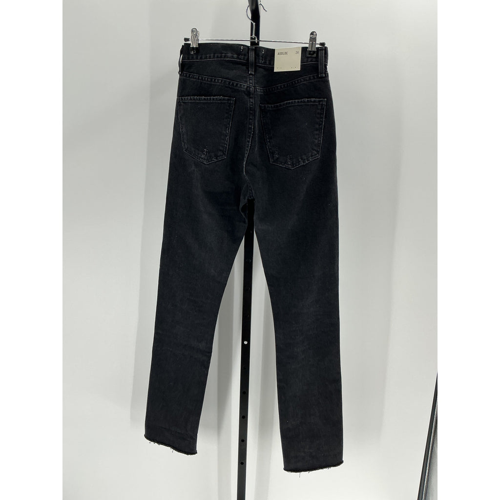 Agolde 'Cherie' Black Cotton High Rise Straight Size 24