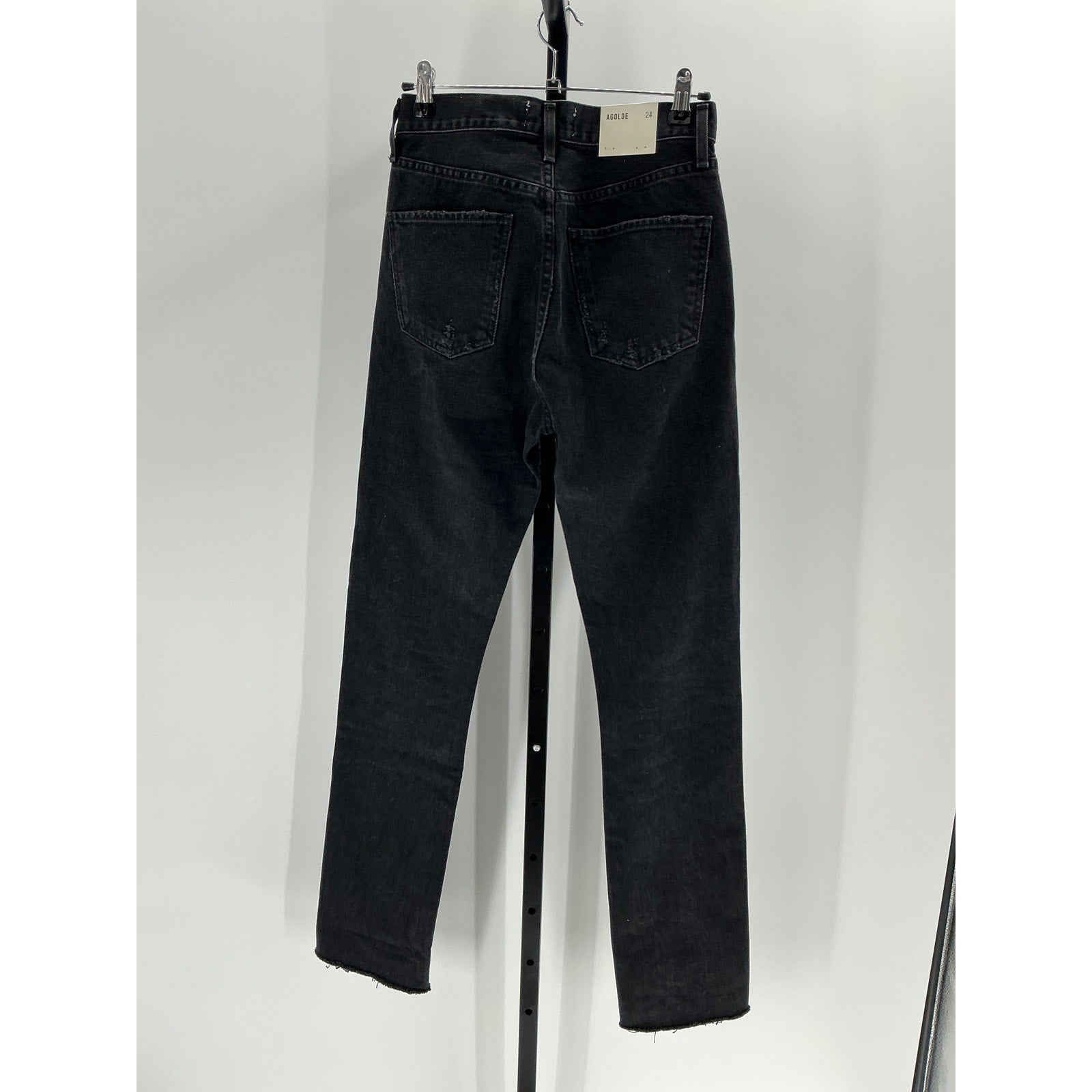 Agolde 'Cherie' Black Cotton High Rise Straight Size 24