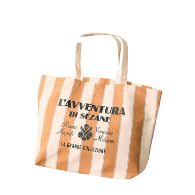 Sézane Striped Brown And Cream Lavventura Tote Bag