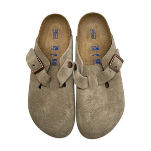 Birkenstock 'Boston' Tan Suede Soft Footbed Clog Shoe Size 8