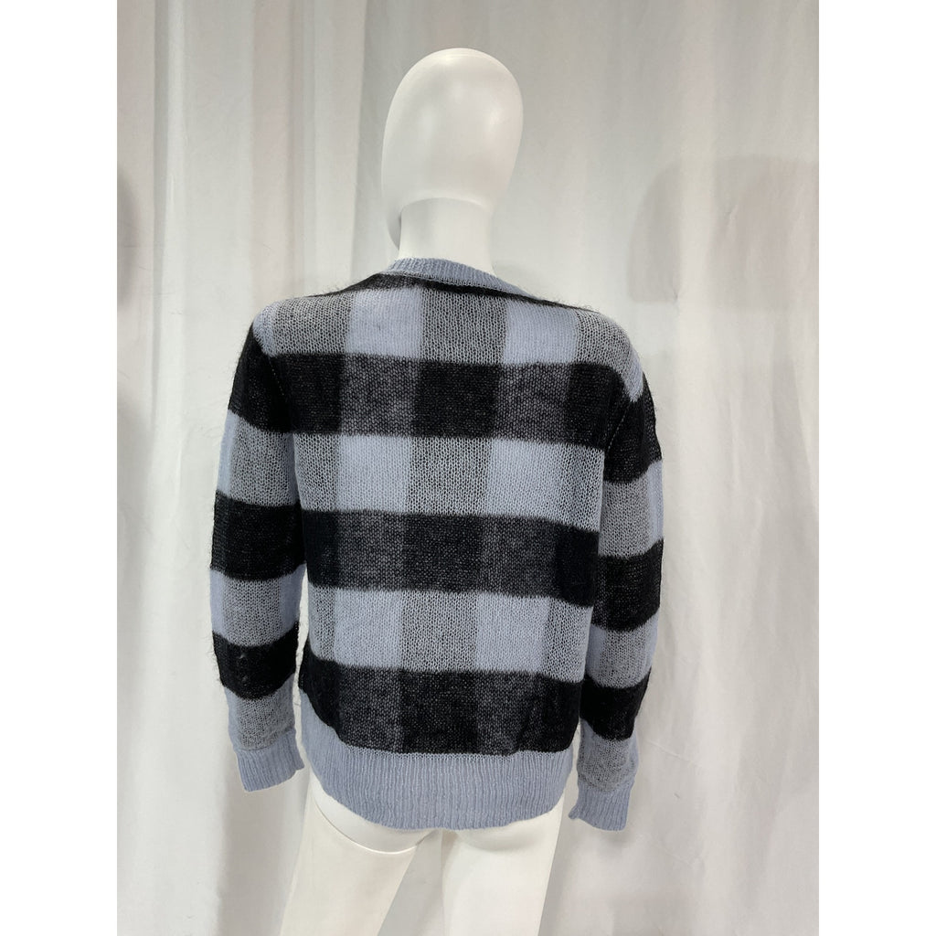 Allsaints 'Renee' Black Check Mohair & Wool Blend Crewneck Sweater Size S