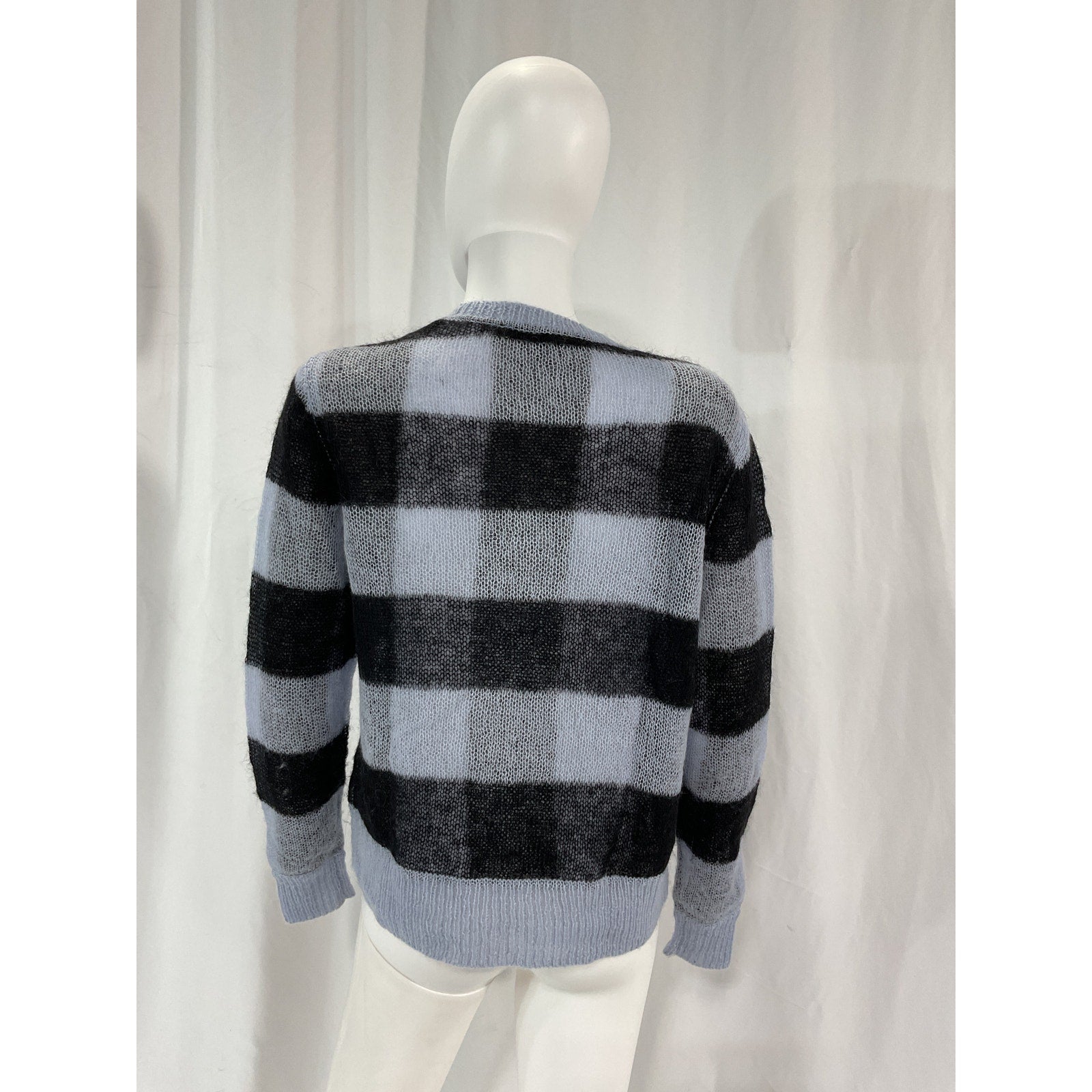 Allsaints 'Renee' Black Check Mohair & Wool Blend Crewneck Sweater Size S