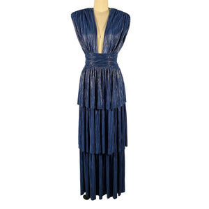 Sabina Musayev Pleated Blue Judith Gown Size L
