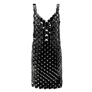 Paco Rabanne Embellished Black Flower Chainmail Dress Size EU 34 / US 2