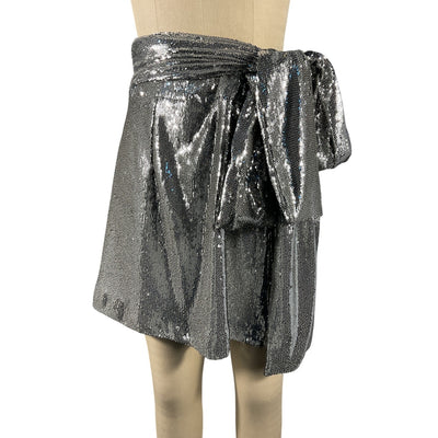 Bernadette Sequined Silver Bernard Skirt Size 42/ US 10