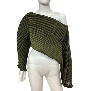 Aiifos Pleated Army Green Sonya Blouse Size XS
