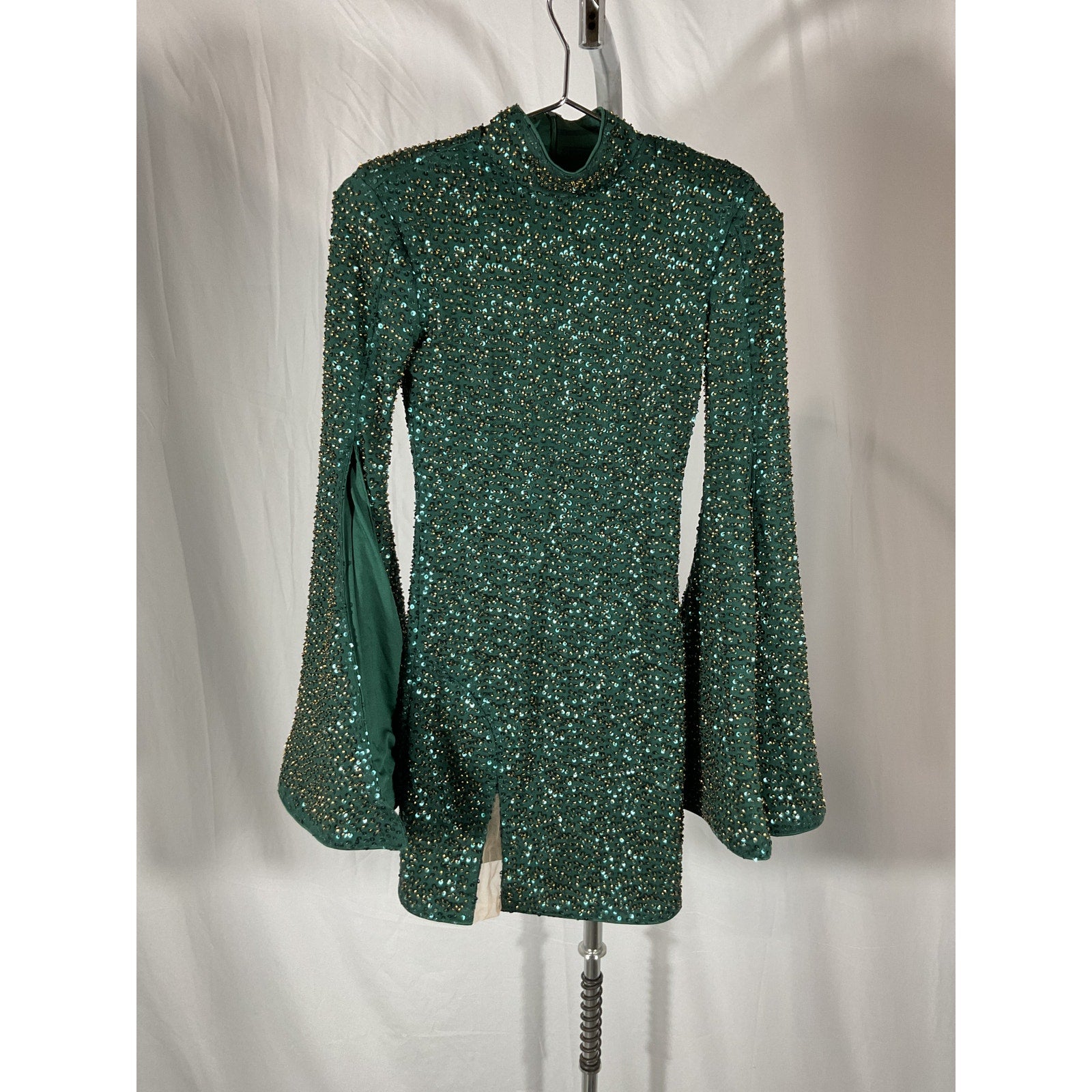 Michael Costello x Revolve 'Mr. Gibson' Green Bead Embellished Mini Dress Size XXS