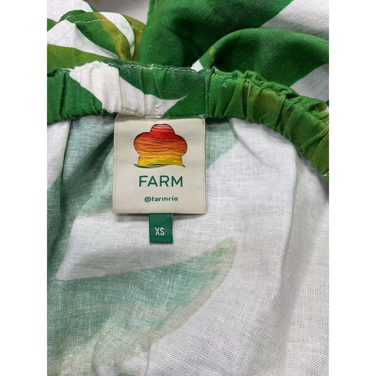 Farm Rio 'Monstera' White Linen Knot Midi Dress Size XS