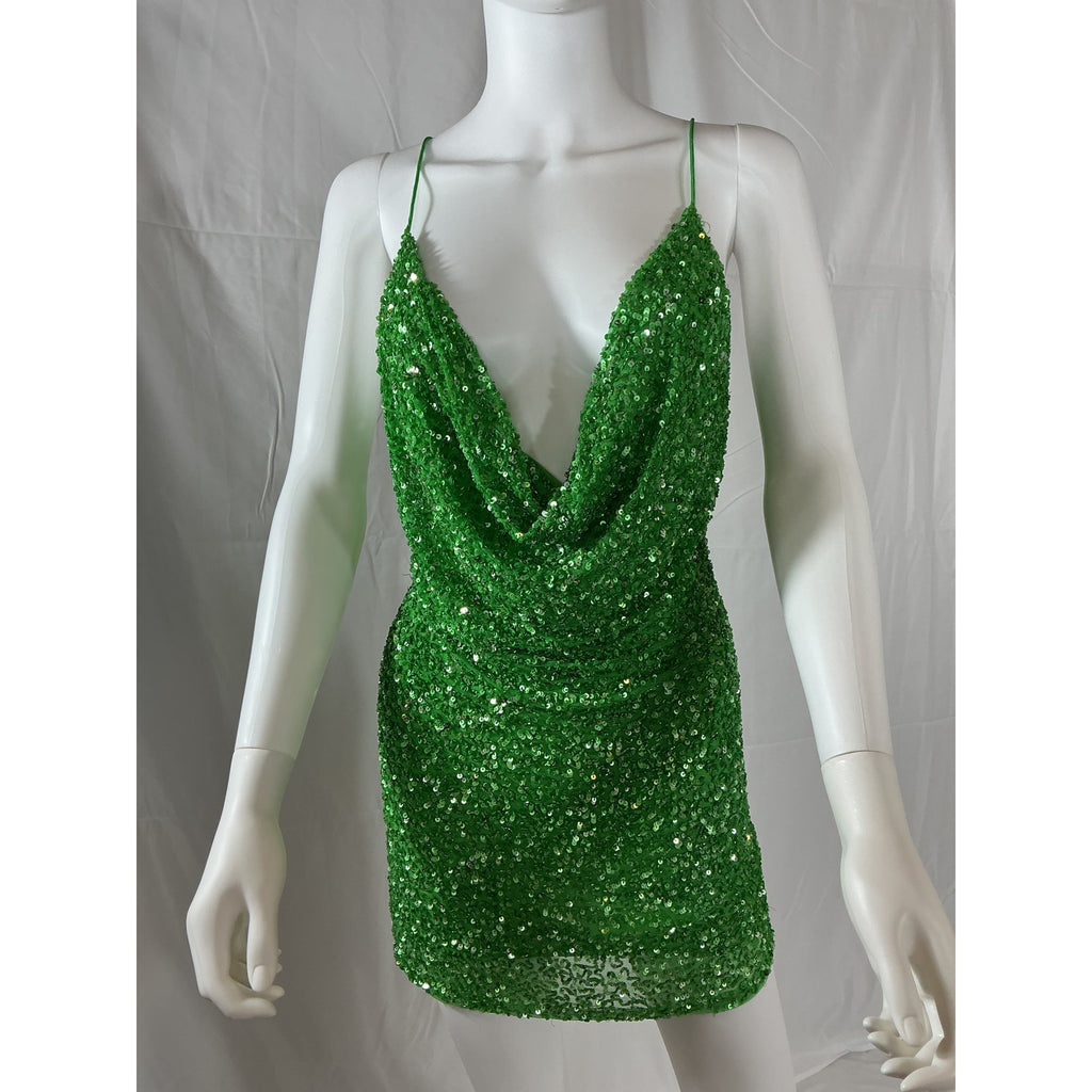 Retrofete 'Mich' Green Crystal Sequin Embellished Dress Size XS