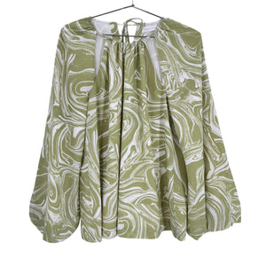 Simkhai Printed Green Tia Tie Neck Blouse Size M