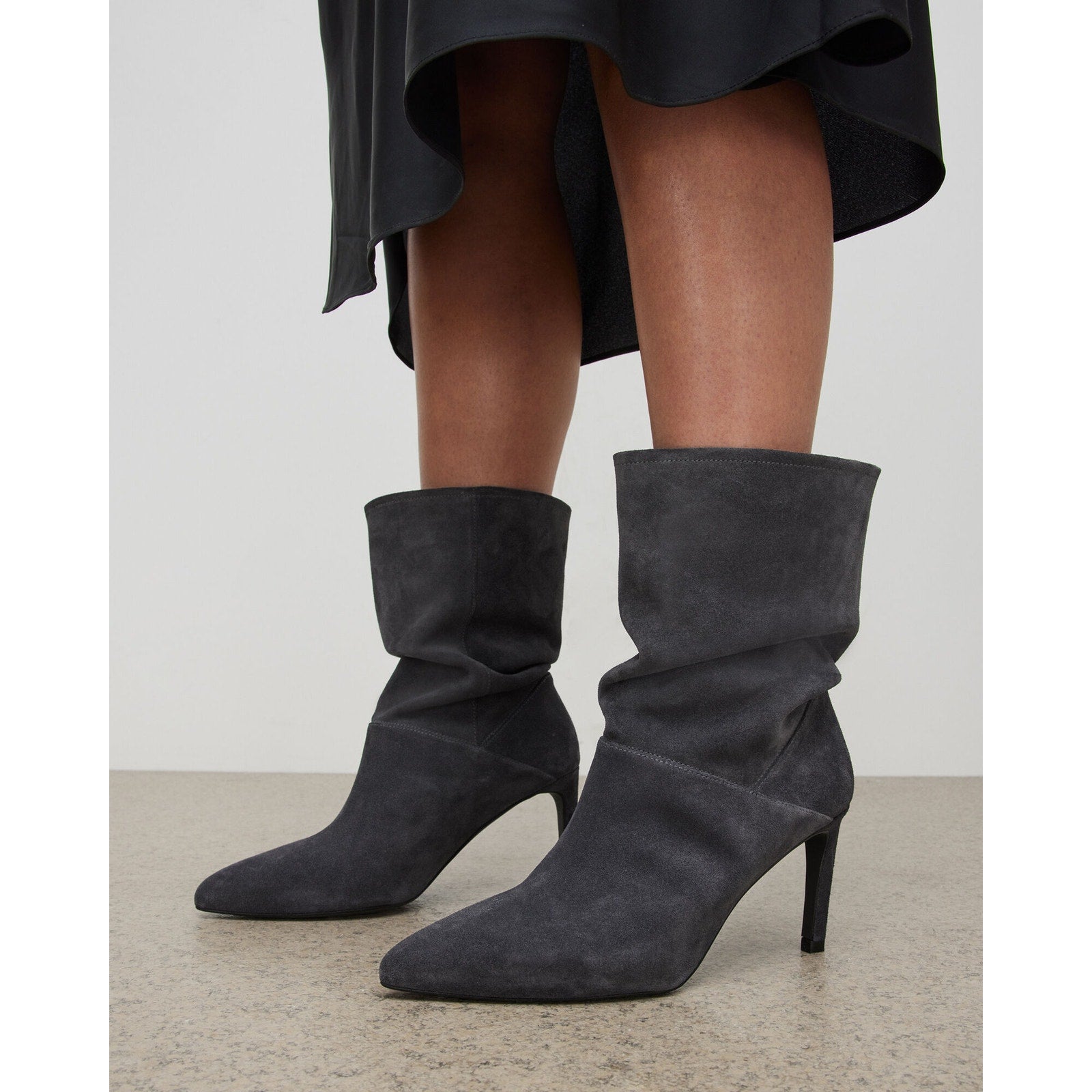 Allsaints 'Orlana' Grey Suede Leather Boots Size 10