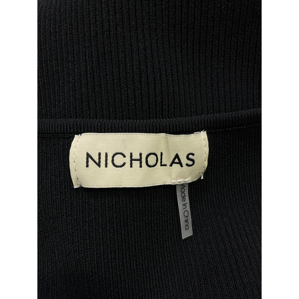 Nicholas 'Arna' Black Long Sleeve Lace Up Midi Dress Size M