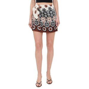 Tanya Taylor Patterned Cream Deep Clay Multi Medallion Skirt Size 0