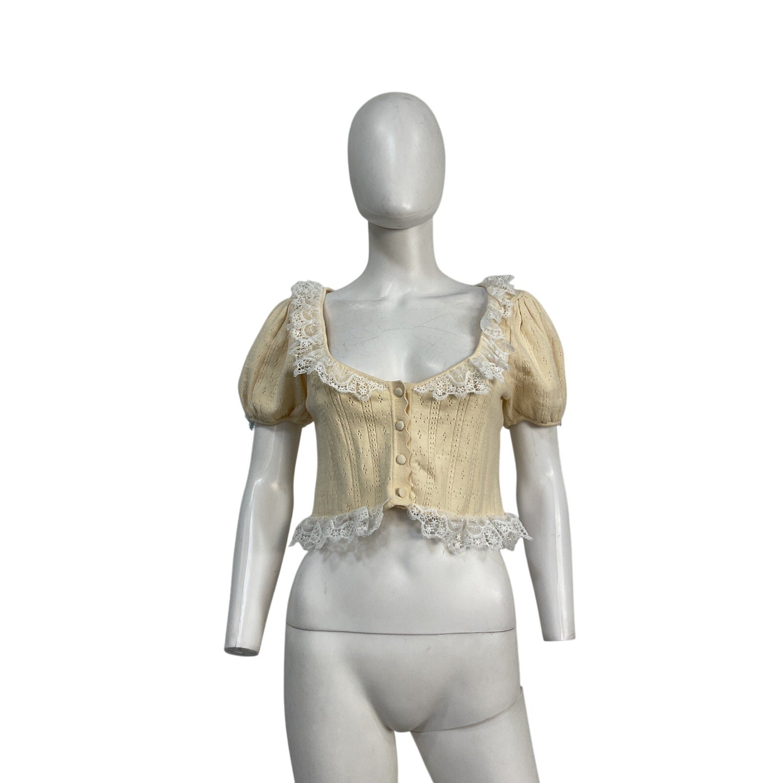 For Love & Lemons 'Daniela' Cream Cotton Knit Top Size M