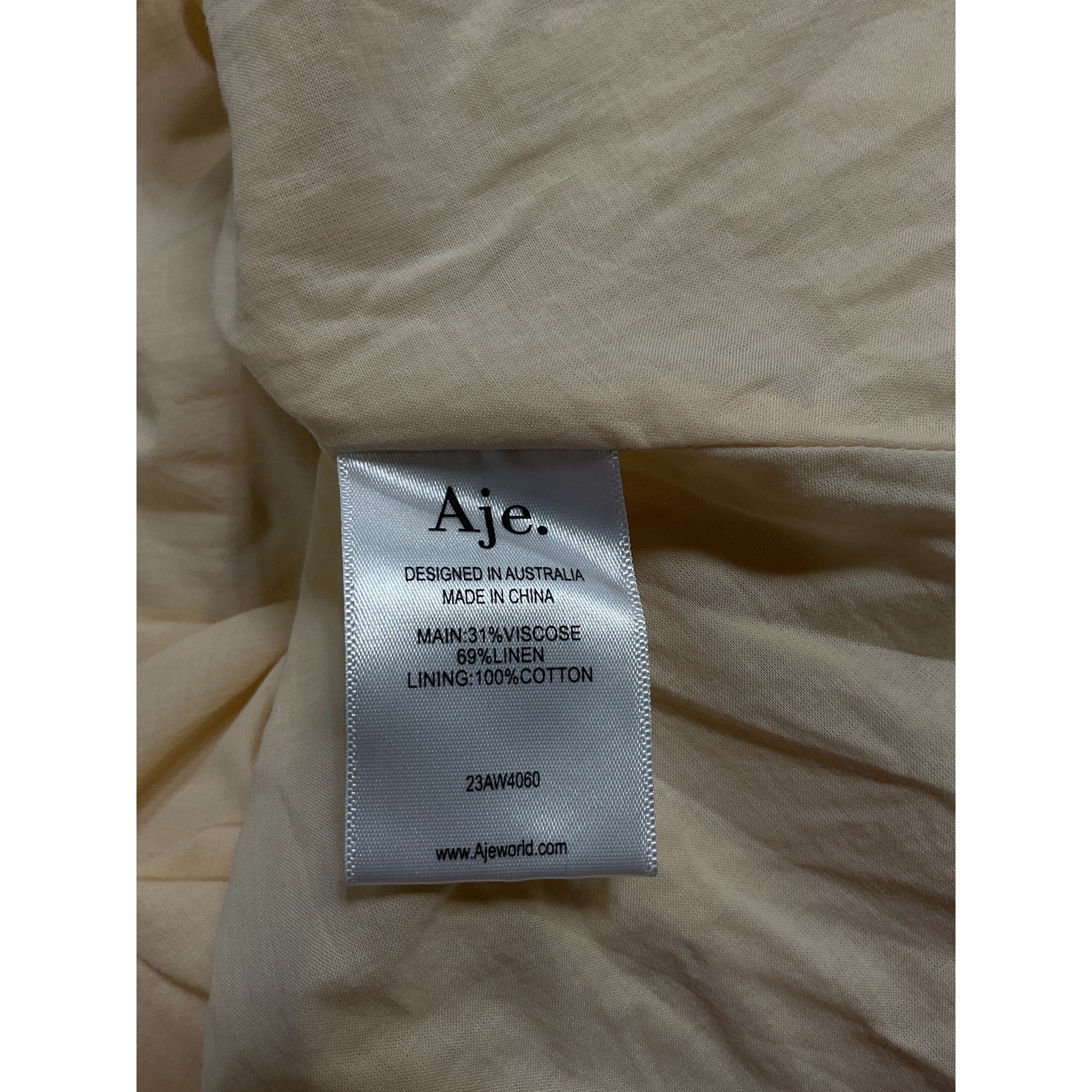 Aje 'Cari' Tan Ruched Waist Gathered Mini Skirt Size 8